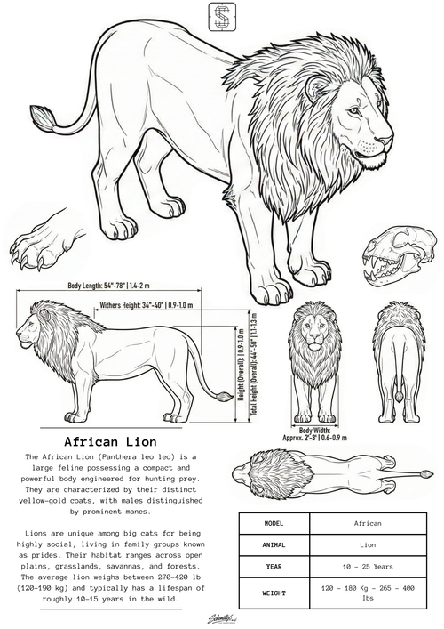 African Lion - Premium Metal Art Print