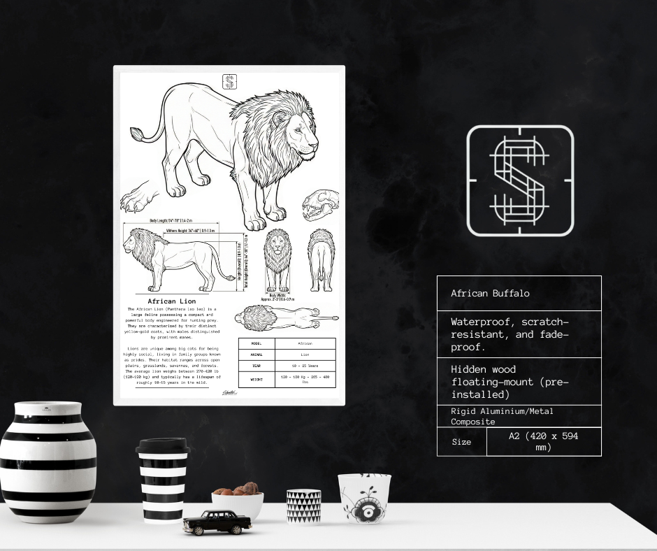 African Lion - Premium Metal Art Print