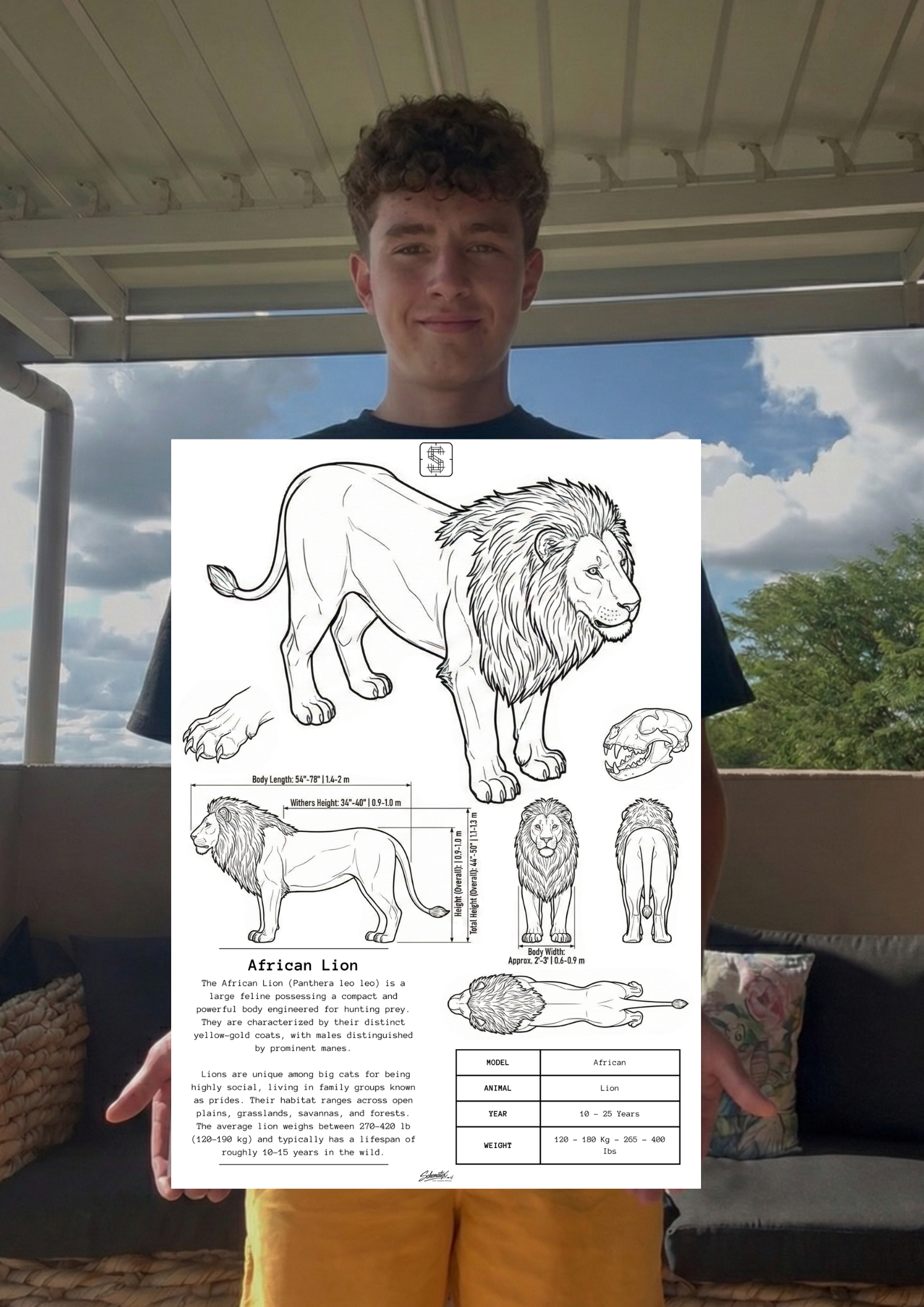 African Lion - Premium Metal Art Print