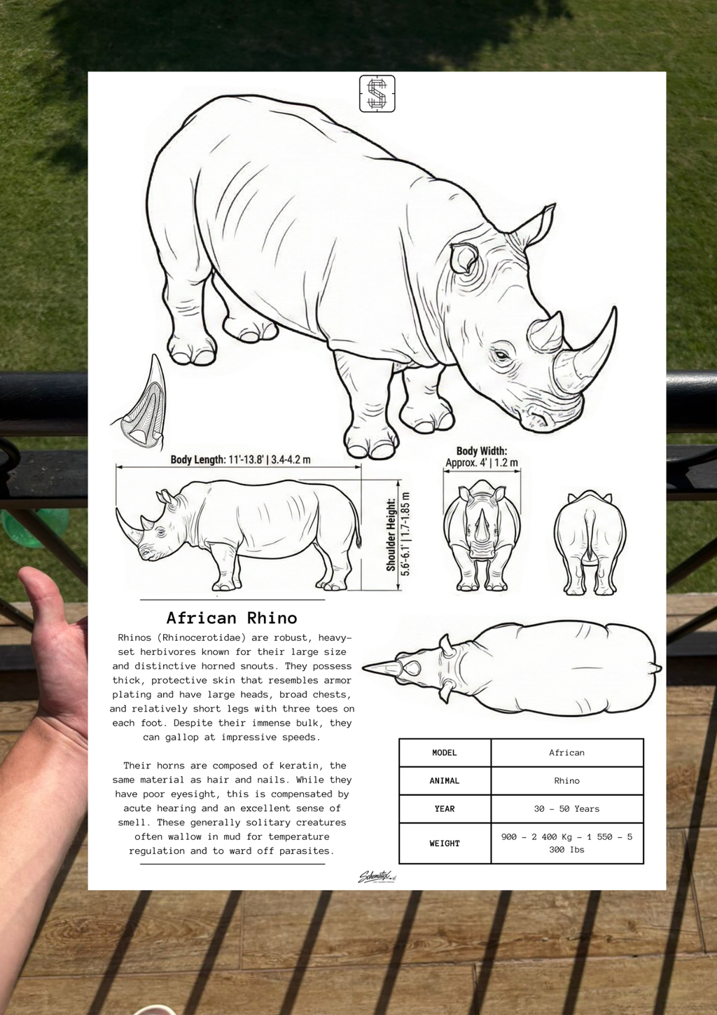 African Rhino - Premium Metal Art Print