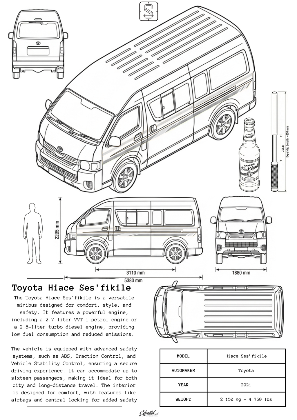 Toyota Hiace Ses'fikile – Premium Metal Art Print